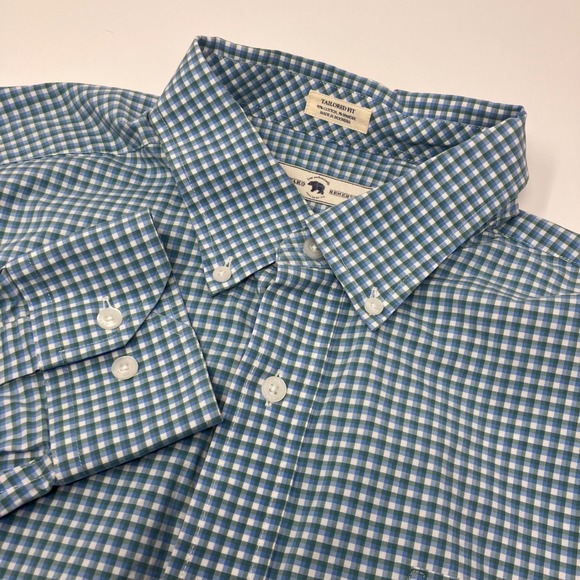 Onward Reserve Men's XL Tailored Fit Stretch Button Down Blue Green Check Shirt - Picture 1 of 6